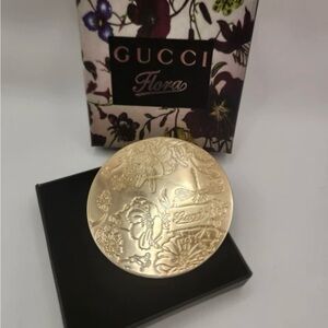 Gucci Flora Embossed Gold Compact Mirror Purse